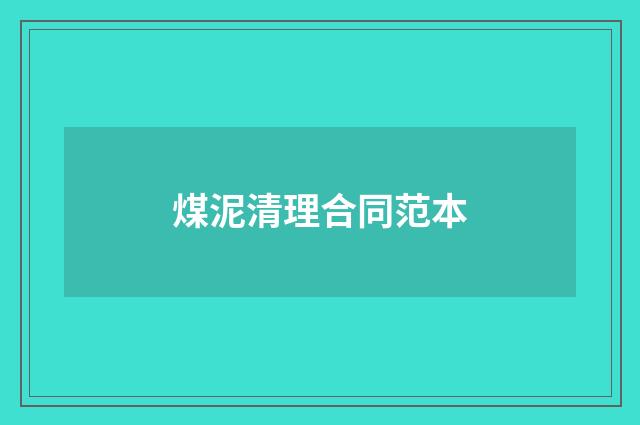煤泥清理合同范本