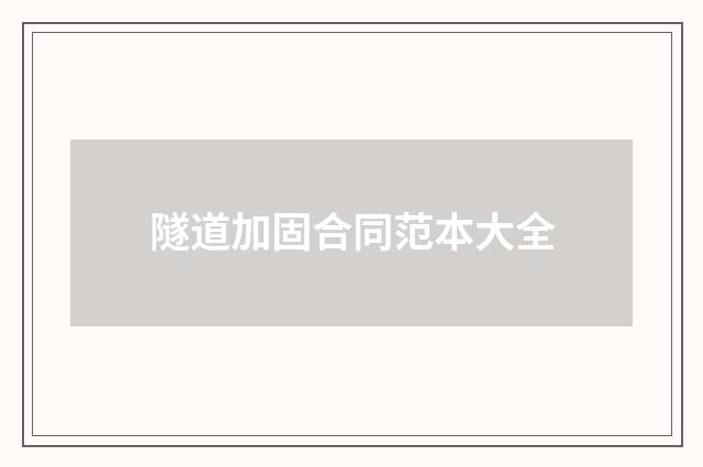 隧道加固合同范本大全