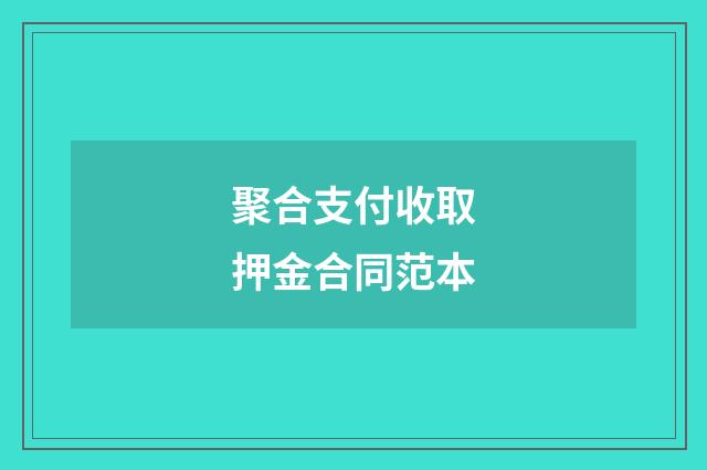 聚合支付收取押金合同范本