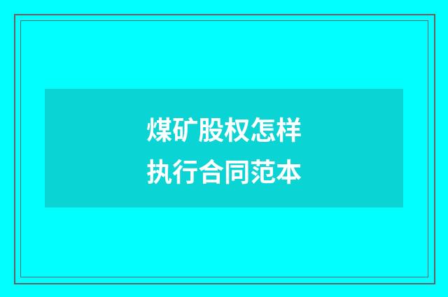 煤矿股权怎样执行合同范本