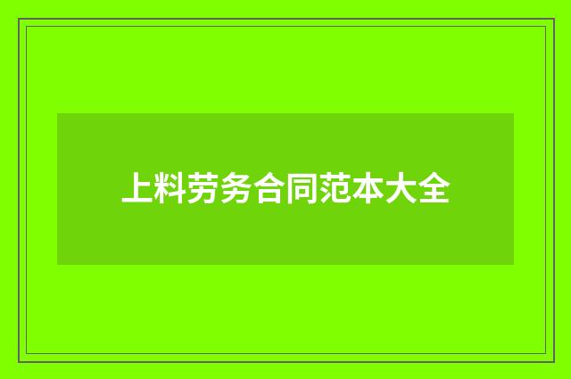 上料劳务合同范本大全