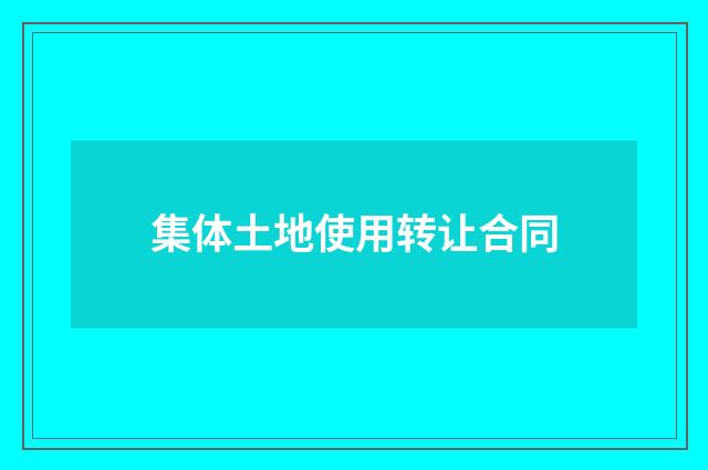 集体土地使用转让合同