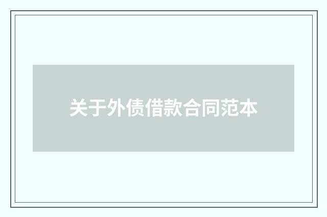 关于外债借款合同范本