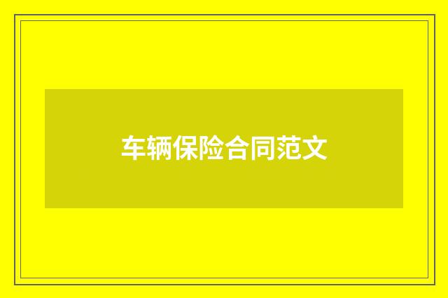 车辆保险合同范文