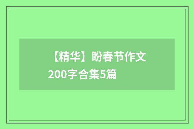 【精华】盼春节作文200字合集5篇