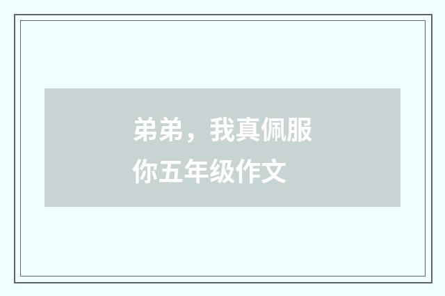弟弟，我真佩服你五年级作文