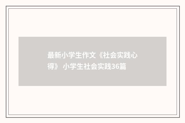 最新小学生作文《社会实践心得》 小学生社会实践36篇