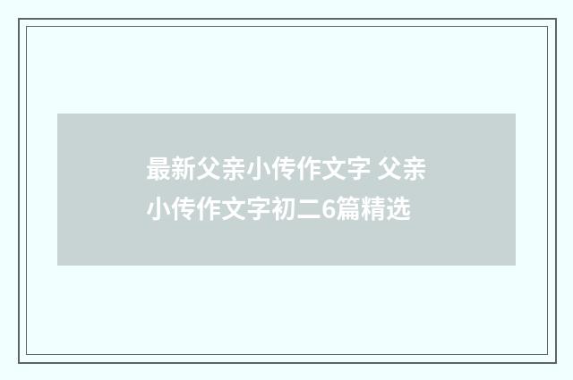 最新父亲小传作文字 父亲小传作文字初二6篇精选
