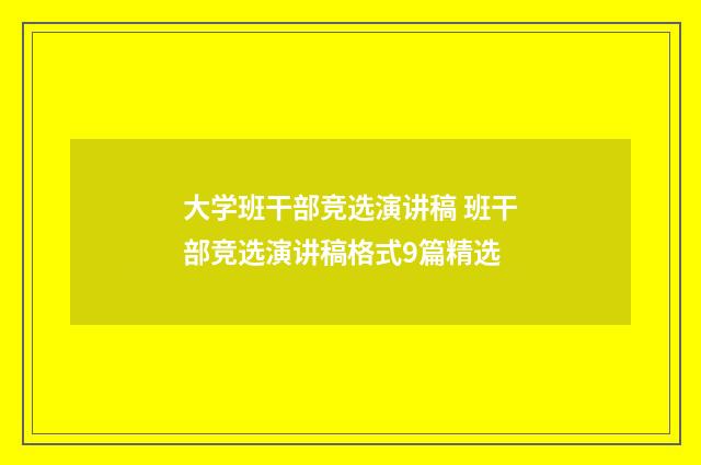 大学班干部竞选演讲稿 班干部竞选演讲稿格式9篇精选