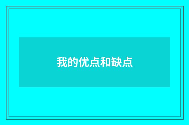 我的优点和缺点