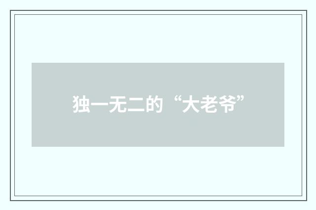 独一无二的“大老爷”