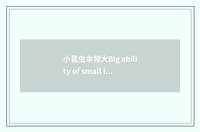小昆虫本领大Big ability of small insects