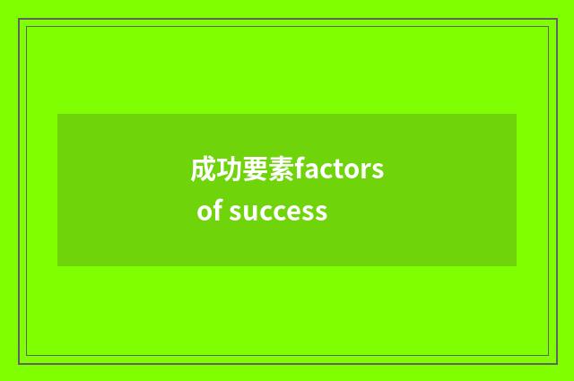 成功要素factors of success