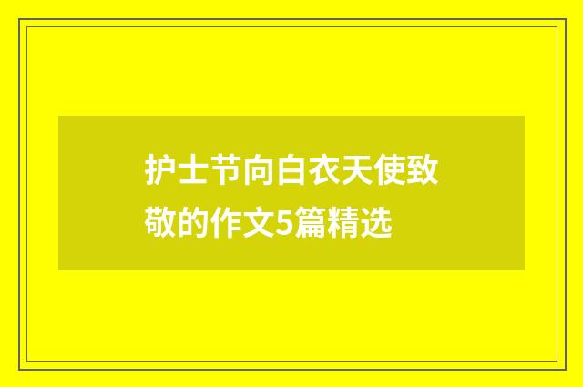 护士节向白衣天使致敬的作文5篇精选
