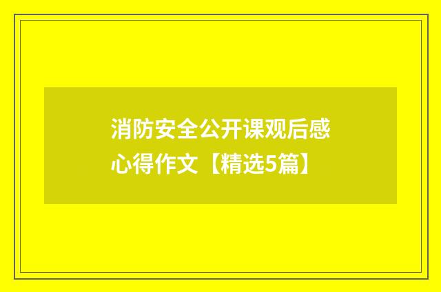 消防安全公开课观后感心得作文【精选5篇】