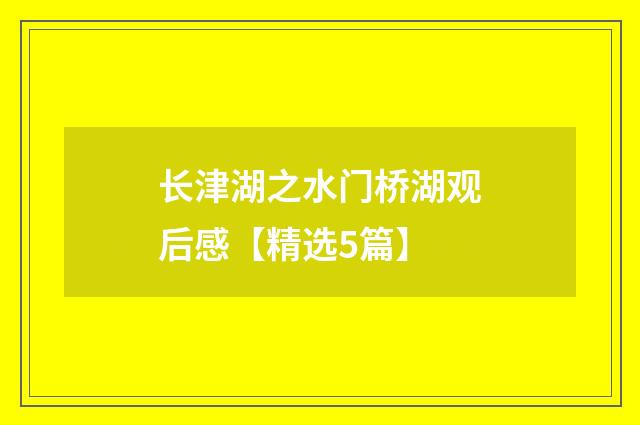 长津湖之水门桥湖观后感【精选5篇】