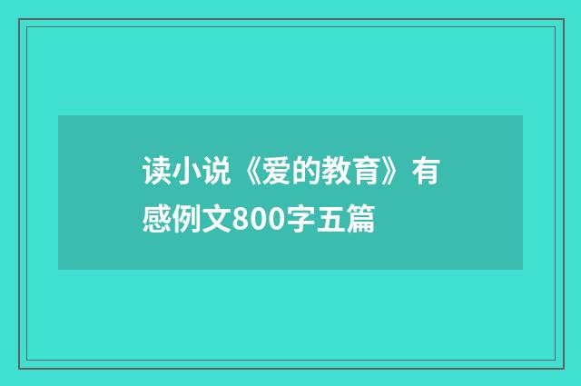读小说《爱的教育》有感例文800字五篇
