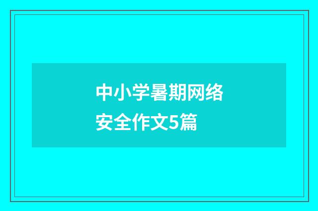 中小学暑期网络安全作文5篇