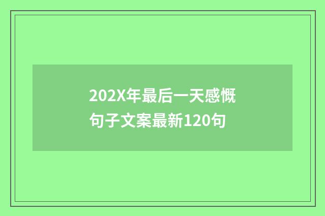 202X年最后一天感慨句子文案最新120句
