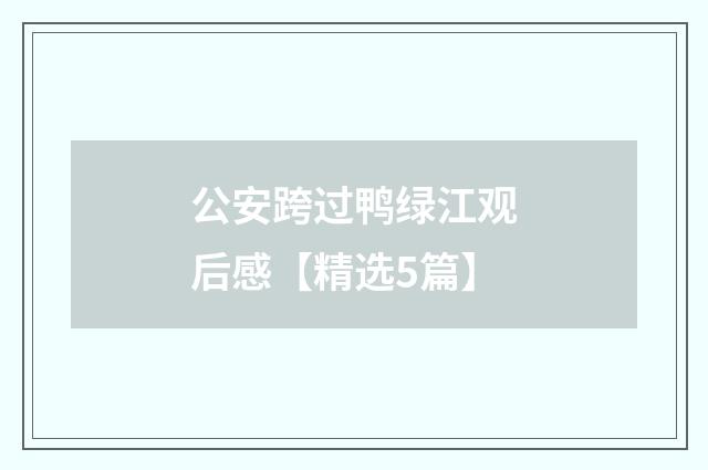 公安跨过鸭绿江观后感【精选5篇】