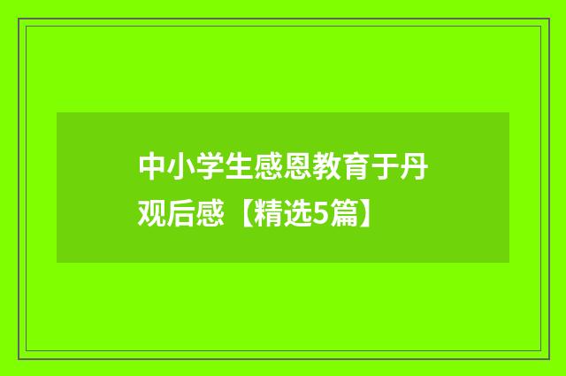 中小学生感恩教育于丹观后感【精选5篇】