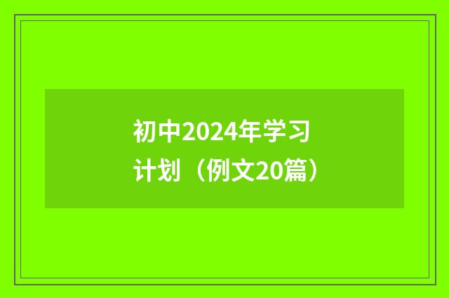 初中2024年学习计划(例文20篇)