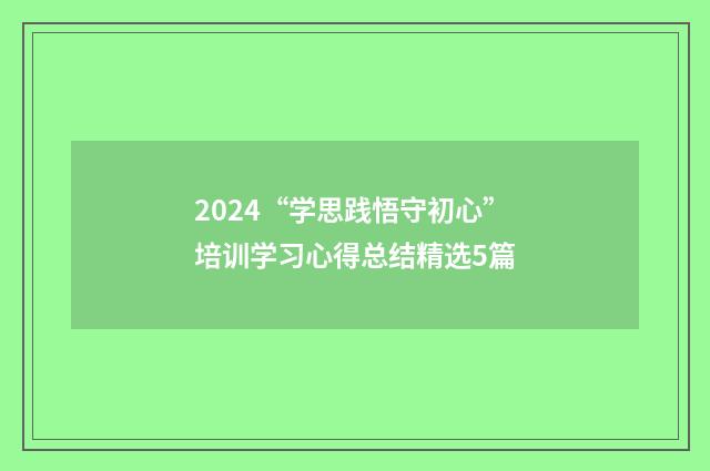 2024“学思践悟守初心”培训学习心得总结精选5篇