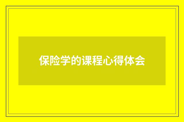 保险学的课程心得体会