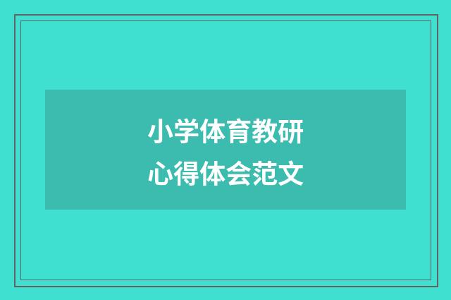 小学体育教研心得体会范文