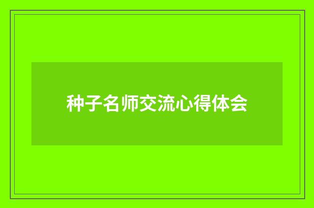 种子名师交流心得体会
