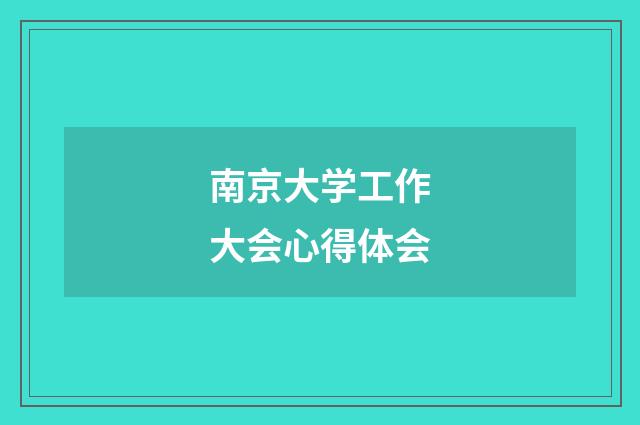 南京大学工作大会心得体会