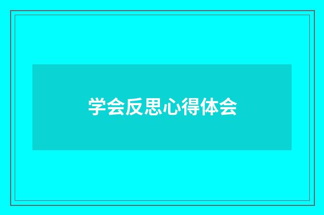 学会反思心得体会
