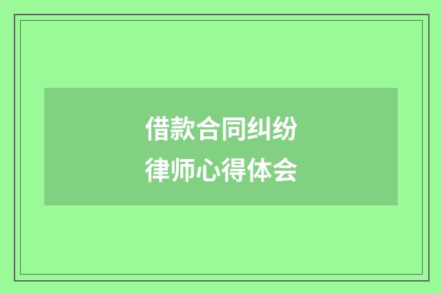借款合同纠纷律师心得体会