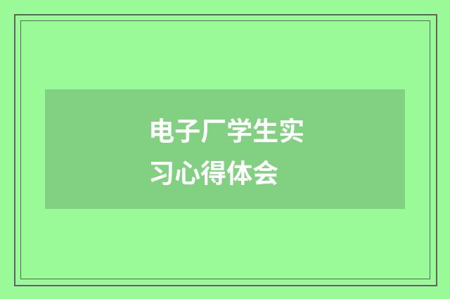 电子厂学生实习心得体会