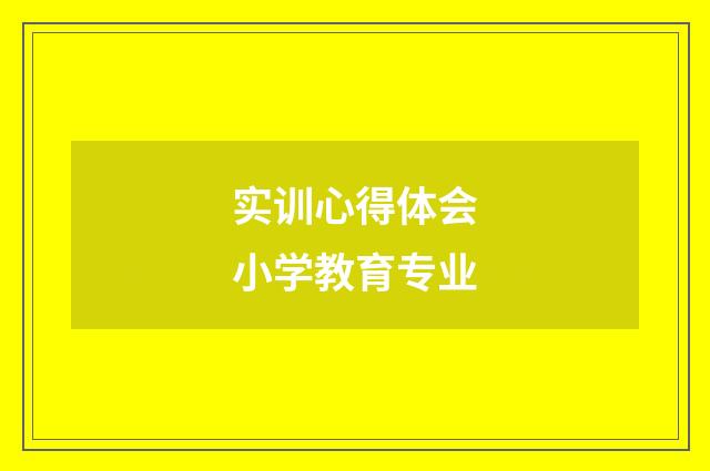 实训心得体会小学教育专业