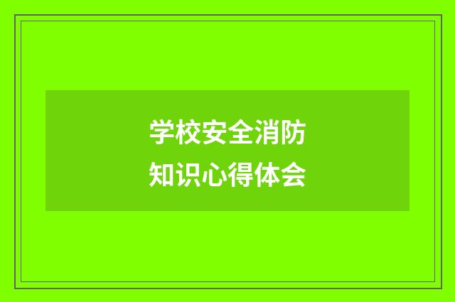 学校安全消防知识心得体会