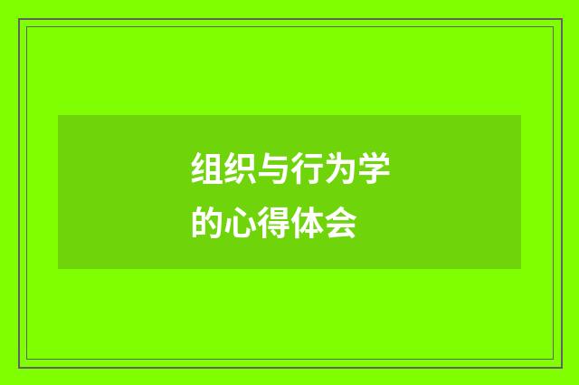 组织与行为学的心得体会