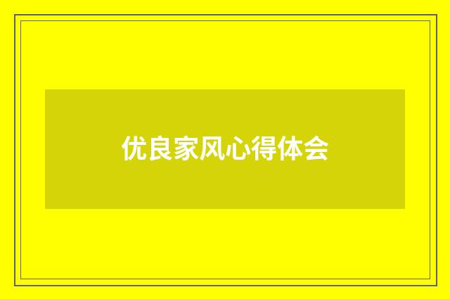 优良家风心得体会