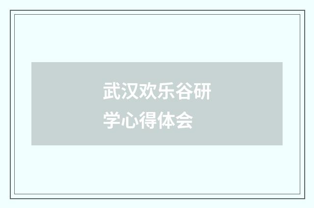 武汉欢乐谷研学心得体会