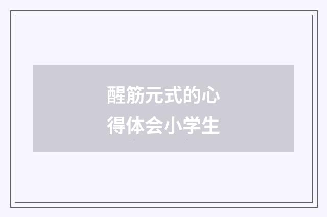 醒筋元式的心得体会小学生