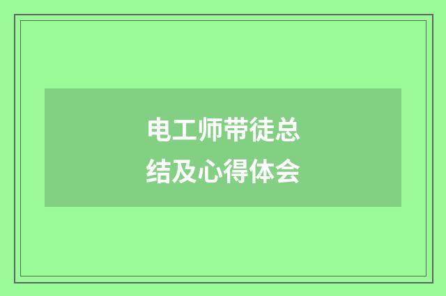 电工师带徒总结及心得体会