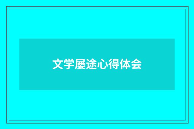 文学屡途心得体会