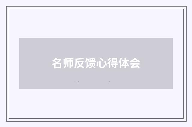 名师反馈心得体会