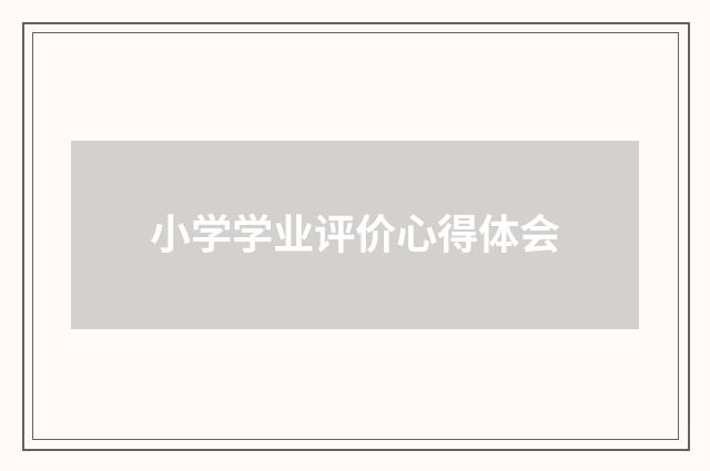 小学学业评价心得体会