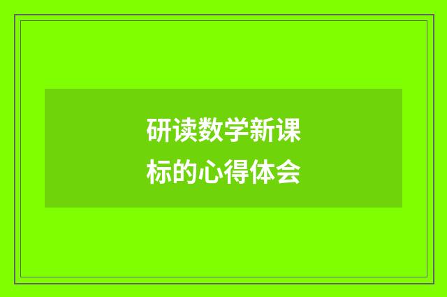 研读数学新课标的心得体会