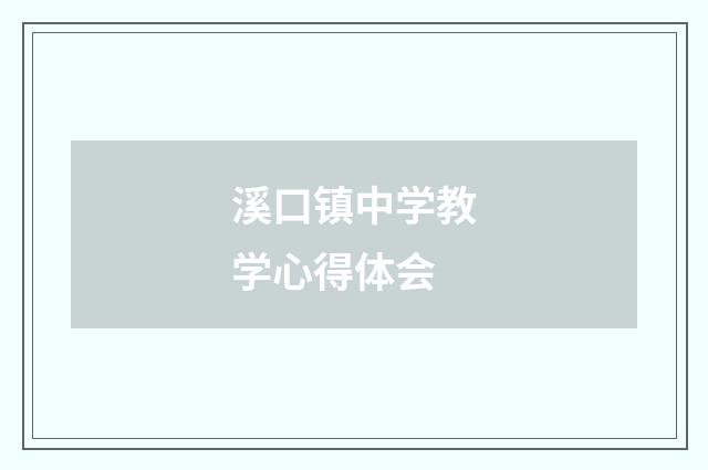 溪口镇中学教学心得体会