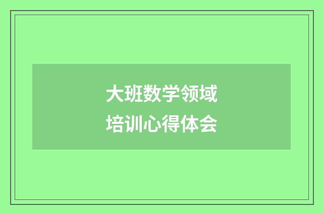 大班数学领域培训心得体会