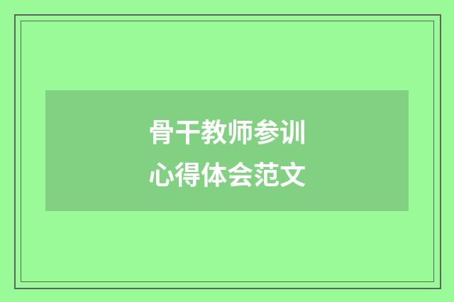 骨干教师参训心得体会范文