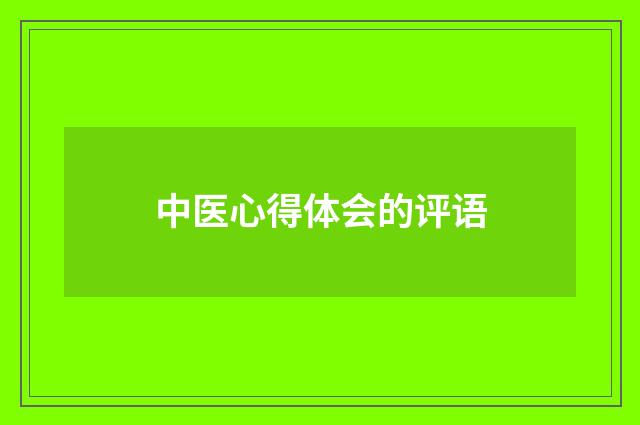 中医心得体会的评语