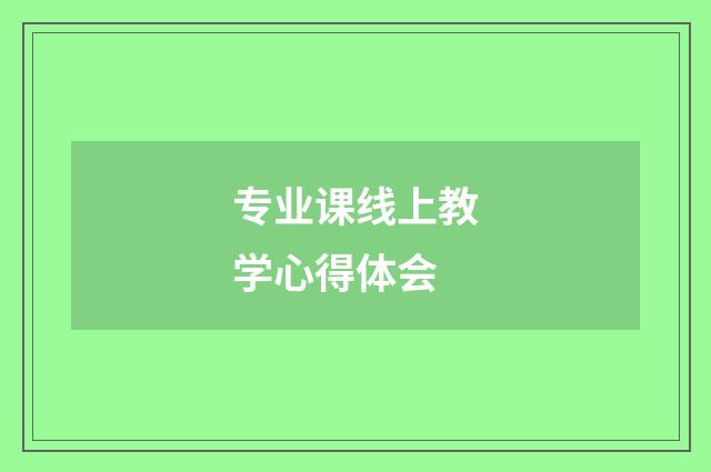 专业课线上教学心得体会